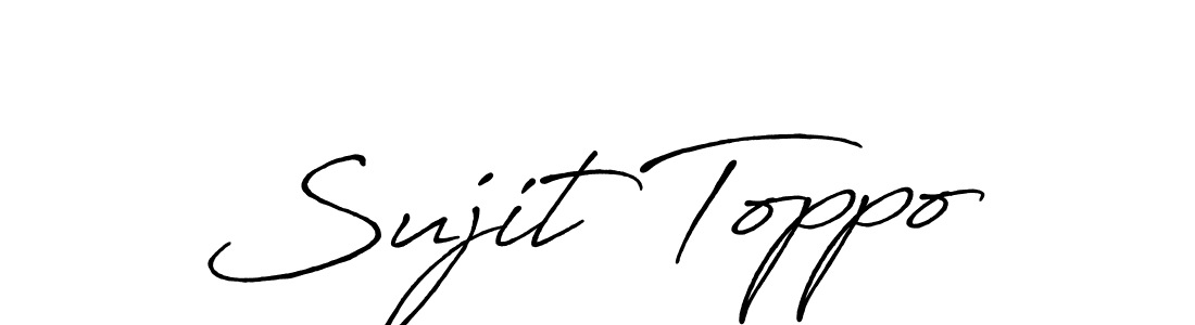 How to make Sujit Toppo name signature. Use Antro_Vectra_Bolder style for creating short signs online. This is the latest handwritten sign. Sujit Toppo signature style 7 images and pictures png