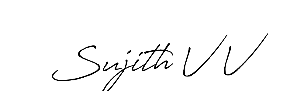 This is the best signature style for the Sujith V V name. Also you like these signature font (Antro_Vectra_Bolder). Mix name signature. Sujith V V signature style 7 images and pictures png