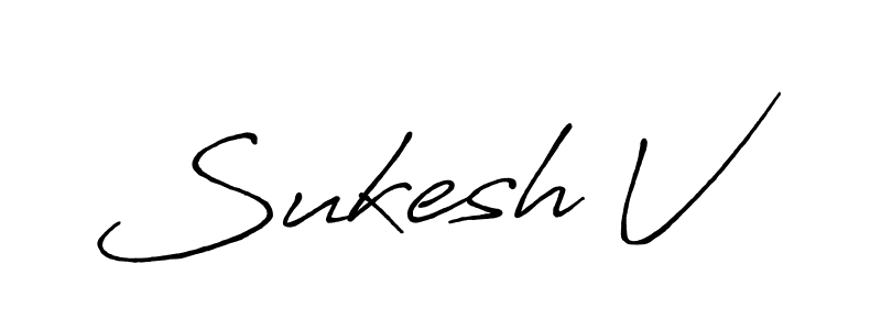 Sukesh V stylish signature style. Best Handwritten Sign (Antro_Vectra_Bolder) for my name. Handwritten Signature Collection Ideas for my name Sukesh V. Sukesh V signature style 7 images and pictures png