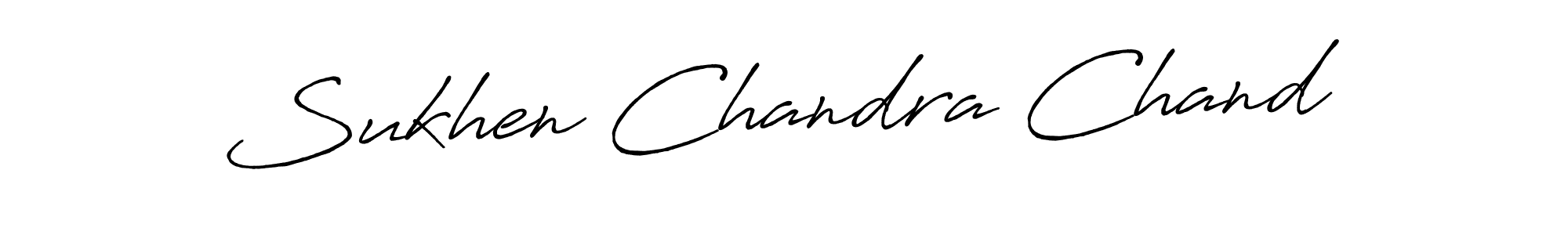 How to make Sukhen Chandra Chand name signature. Use Antro_Vectra_Bolder style for creating short signs online. This is the latest handwritten sign. Sukhen Chandra Chand signature style 7 images and pictures png