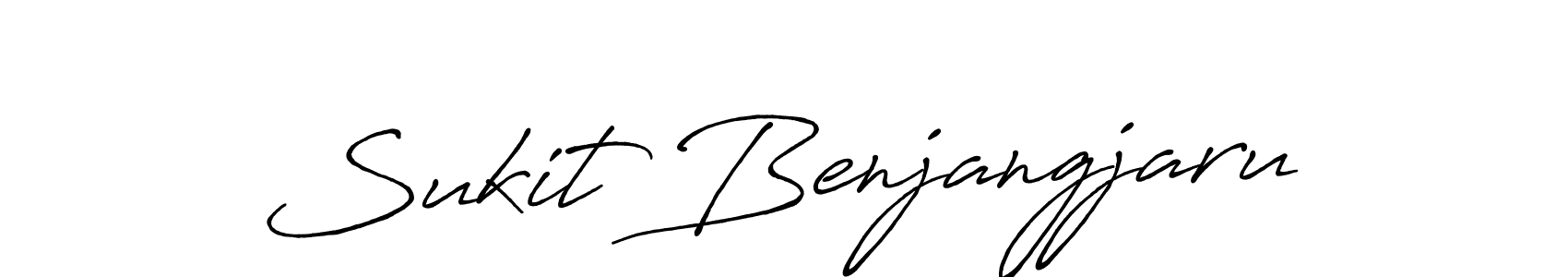 How to make Sukit Benjangjaru name signature. Use Antro_Vectra_Bolder style for creating short signs online. This is the latest handwritten sign. Sukit Benjangjaru signature style 7 images and pictures png