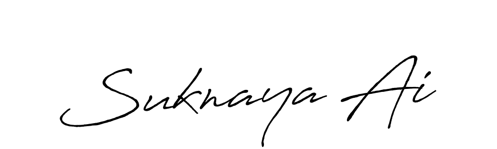 Make a beautiful signature design for name Suknaya Ai. With this signature (Antro_Vectra_Bolder) style, you can create a handwritten signature for free. Suknaya Ai signature style 7 images and pictures png