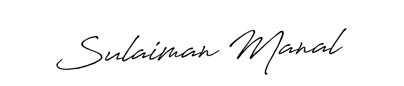 Create a beautiful signature design for name Sulaiman Manal. With this signature (Antro_Vectra_Bolder) fonts, you can make a handwritten signature for free. Sulaiman Manal signature style 7 images and pictures png