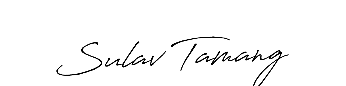 How to make Sulav Tamang name signature. Use Antro_Vectra_Bolder style for creating short signs online. This is the latest handwritten sign. Sulav Tamang signature style 7 images and pictures png