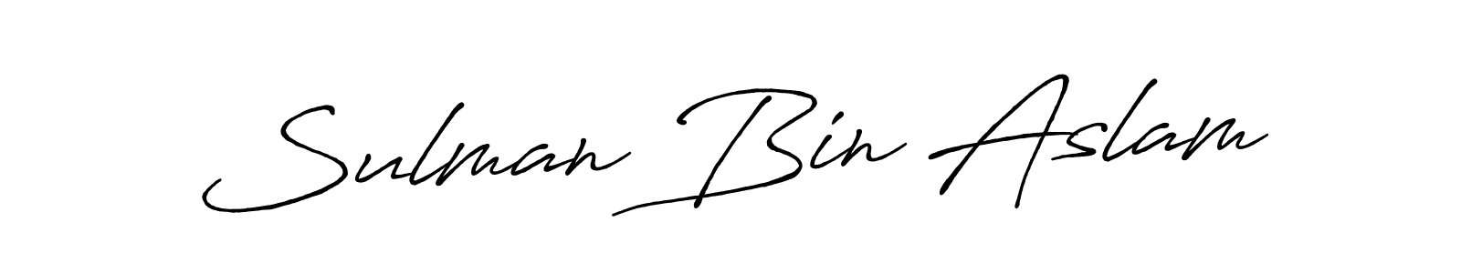 Antro_Vectra_Bolder is a professional signature style that is perfect for those who want to add a touch of class to their signature. It is also a great choice for those who want to make their signature more unique. Get Sulman Bin Aslam name to fancy signature for free. Sulman Bin Aslam signature style 7 images and pictures png