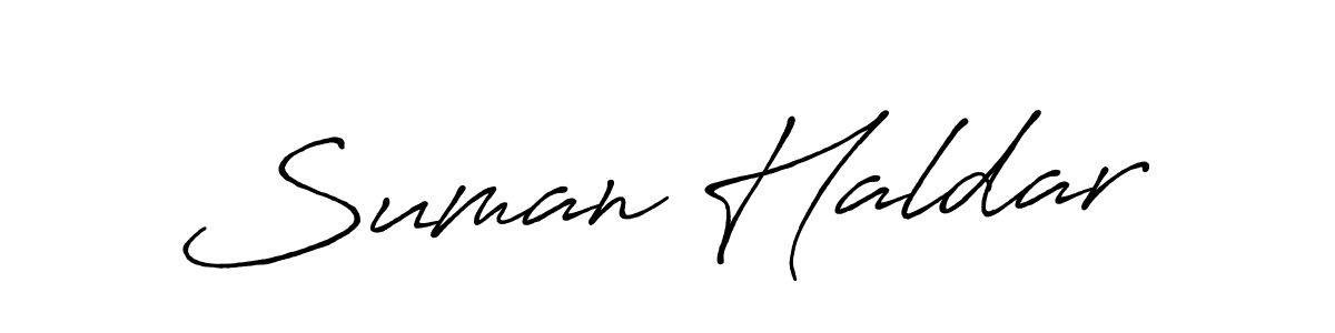 Make a beautiful signature design for name Suman Haldar. With this signature (Antro_Vectra_Bolder) style, you can create a handwritten signature for free. Suman Haldar signature style 7 images and pictures png