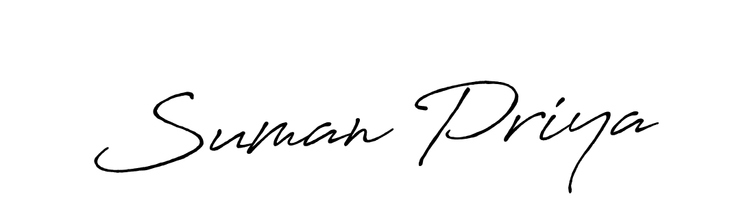 How to make Suman Priya name signature. Use Antro_Vectra_Bolder style for creating short signs online. This is the latest handwritten sign. Suman Priya signature style 7 images and pictures png