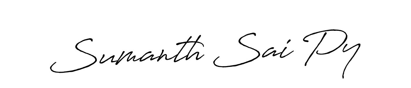 How to make Sumanth Sai Py name signature. Use Antro_Vectra_Bolder style for creating short signs online. This is the latest handwritten sign. Sumanth Sai Py signature style 7 images and pictures png