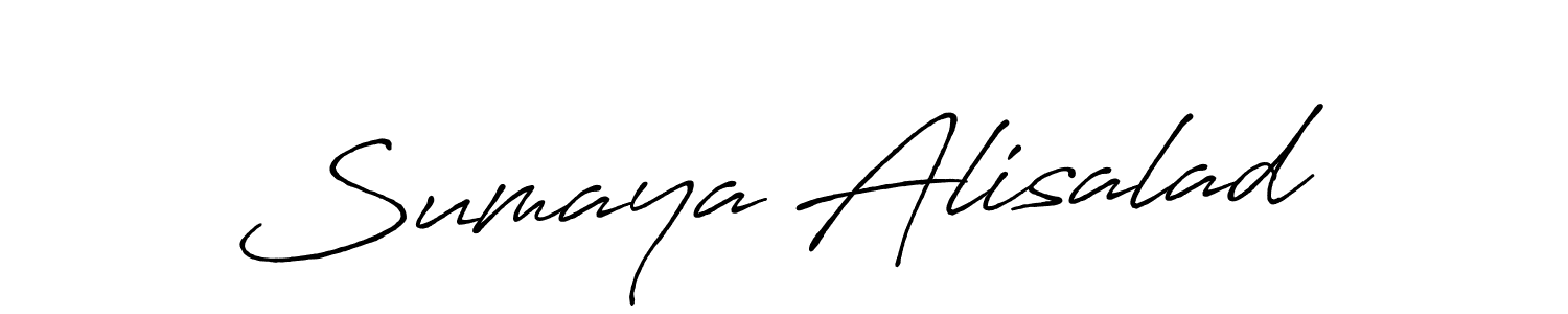 The best way (Antro_Vectra_Bolder) to make a short signature is to pick only two or three words in your name. The name Sumaya Alisalad include a total of six letters. For converting this name. Sumaya Alisalad signature style 7 images and pictures png