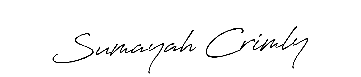 Make a beautiful signature design for name Sumayah Crimly. With this signature (Antro_Vectra_Bolder) style, you can create a handwritten signature for free. Sumayah Crimly signature style 7 images and pictures png