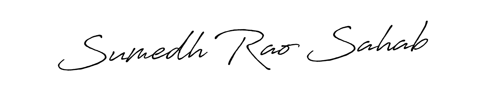 The best way (Antro_Vectra_Bolder) to make a short signature is to pick only two or three words in your name. The name Sumedh Rao Sahab include a total of six letters. For converting this name. Sumedh Rao Sahab signature style 7 images and pictures png