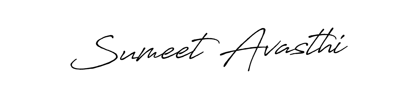 Create a beautiful signature design for name Sumeet Avasthi. With this signature (Antro_Vectra_Bolder) fonts, you can make a handwritten signature for free. Sumeet Avasthi signature style 7 images and pictures png