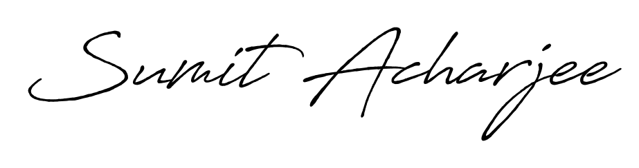 Give your name Sumit Acharjee an exquisite flair with the Antro_Vectra_Bolder script font. Ideal for contracts, resumes, and formal letterheads. Sumit Acharjee signature style 7 images and pictures png