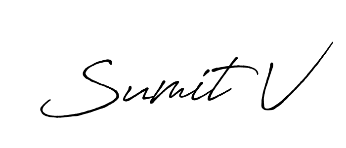 Make a beautiful signature design for name Sumit V. With this signature (Antro_Vectra_Bolder) style, you can create a handwritten signature for free. Sumit V signature style 7 images and pictures png