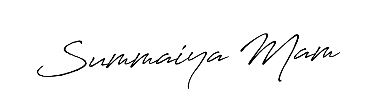 You should practise on your own different ways (Antro_Vectra_Bolder) to write your name (Summaiya Mam) in signature. don't let someone else do it for you. Summaiya Mam signature style 7 images and pictures png