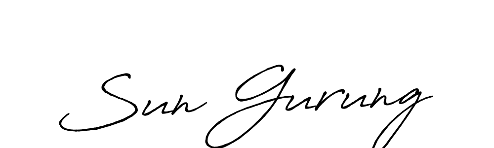 You should practise on your own different ways (Antro_Vectra_Bolder) to write your name (Sun Gurung) in signature. don't let someone else do it for you. Sun Gurung signature style 7 images and pictures png