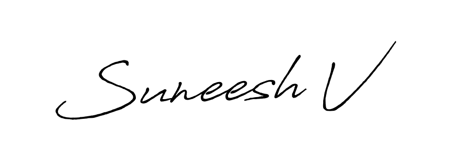 if you are searching for the best signature style for your name Suneesh V. so please give up your signature search. here we have designed multiple signature styles  using Antro_Vectra_Bolder. Suneesh V signature style 7 images and pictures png