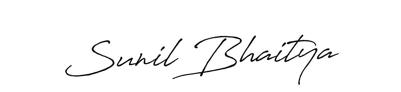 Create a beautiful signature design for name Sunil Bhaitya. With this signature (Antro_Vectra_Bolder) fonts, you can make a handwritten signature for free. Sunil Bhaitya signature style 7 images and pictures png