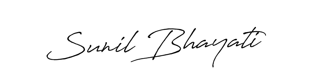 Make a beautiful signature design for name Sunil Bhayati. With this signature (Antro_Vectra_Bolder) style, you can create a handwritten signature for free. Sunil Bhayati signature style 7 images and pictures png