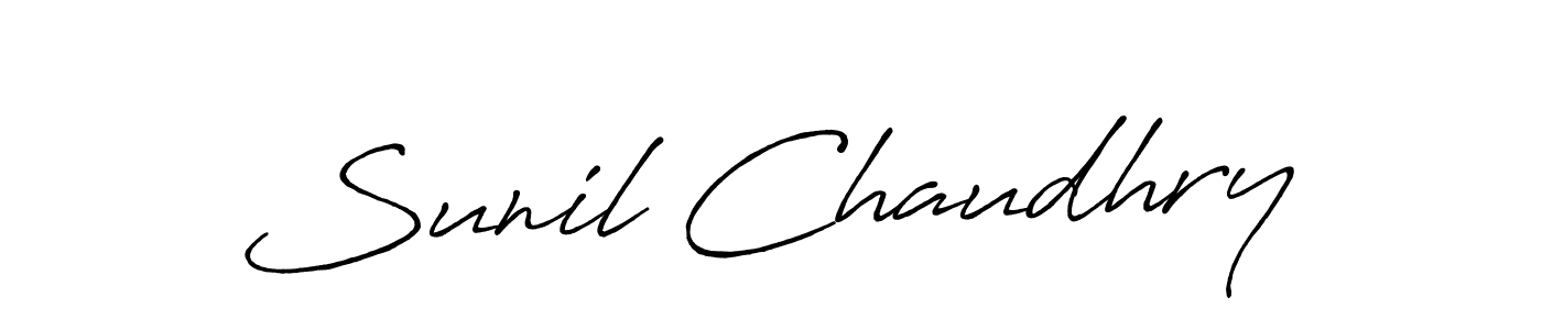 How to make Sunil Chaudhry name signature. Use Antro_Vectra_Bolder style for creating short signs online. This is the latest handwritten sign. Sunil Chaudhry signature style 7 images and pictures png
