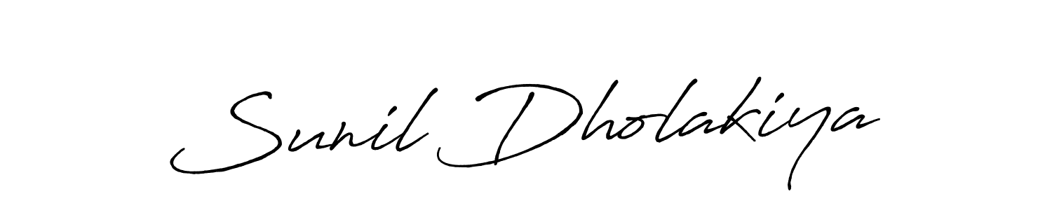 How to make Sunil Dholakiya name signature. Use Antro_Vectra_Bolder style for creating short signs online. This is the latest handwritten sign. Sunil Dholakiya signature style 7 images and pictures png