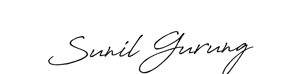 How to make Sunil Gurung name signature. Use Antro_Vectra_Bolder style for creating short signs online. This is the latest handwritten sign. Sunil Gurung signature style 7 images and pictures png