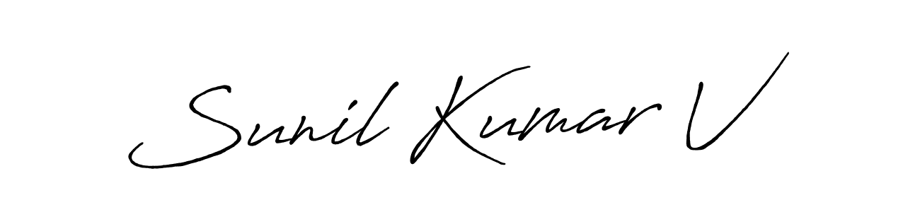 Also we have Sunil Kumar V name is the best signature style. Create professional handwritten signature collection using Antro_Vectra_Bolder autograph style. Sunil Kumar V signature style 7 images and pictures png