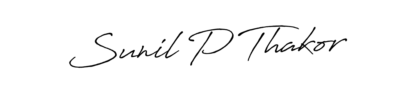 How to make Sunil P Thakor name signature. Use Antro_Vectra_Bolder style for creating short signs online. This is the latest handwritten sign. Sunil P Thakor signature style 7 images and pictures png