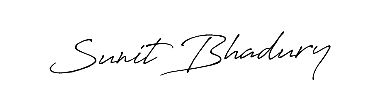 How to make Sunit Bhadury name signature. Use Antro_Vectra_Bolder style for creating short signs online. This is the latest handwritten sign. Sunit Bhadury signature style 7 images and pictures png