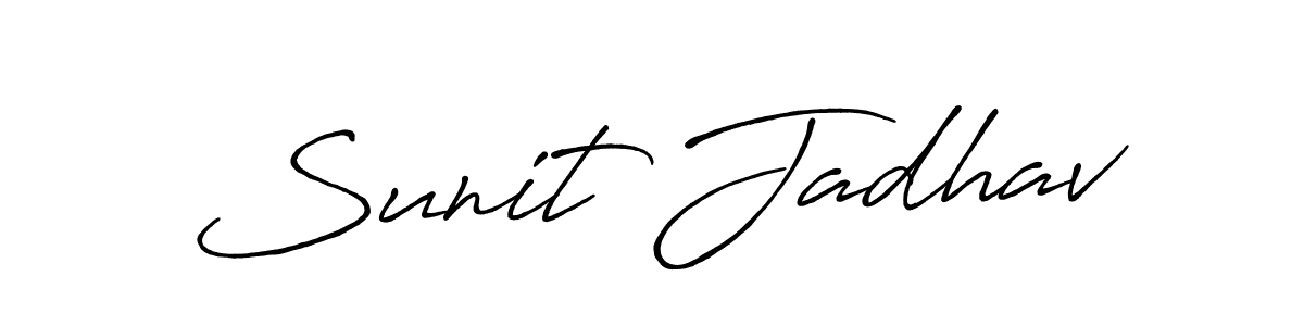 How to make Sunit Jadhav name signature. Use Antro_Vectra_Bolder style for creating short signs online. This is the latest handwritten sign. Sunit Jadhav signature style 7 images and pictures png