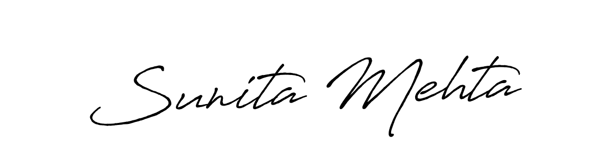 How to make Sunita Mehta name signature. Use Antro_Vectra_Bolder style for creating short signs online. This is the latest handwritten sign. Sunita Mehta signature style 7 images and pictures png