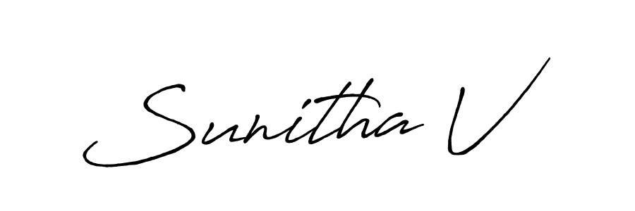 Sunitha V stylish signature style. Best Handwritten Sign (Antro_Vectra_Bolder) for my name. Handwritten Signature Collection Ideas for my name Sunitha V. Sunitha V signature style 7 images and pictures png