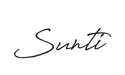 if you are searching for the best signature style for your name Sunti. so please give up your signature search. here we have designed multiple signature styles  using Antro_Vectra_Bolder. Sunti signature style 7 images and pictures png
