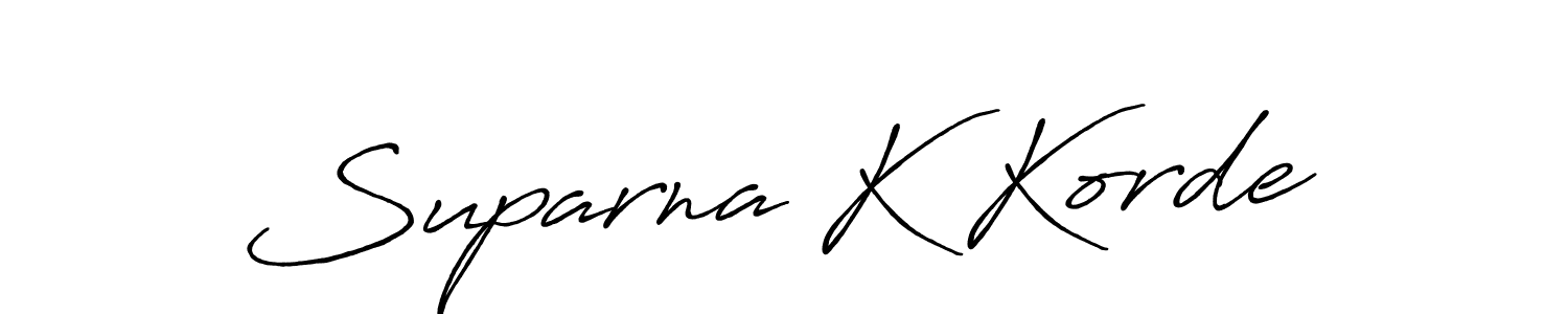 How to make Suparna K Korde name signature. Use Antro_Vectra_Bolder style for creating short signs online. This is the latest handwritten sign. Suparna K Korde signature style 7 images and pictures png