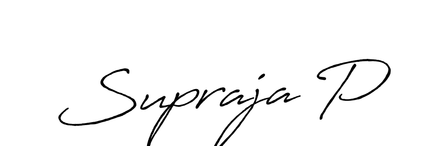 Use a signature maker to create a handwritten signature online. With this signature software, you can design (Antro_Vectra_Bolder) your own signature for name Supraja P. Supraja P signature style 7 images and pictures png