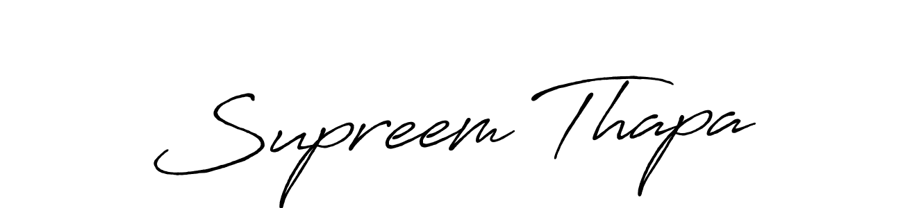 Make a beautiful signature design for name Supreem Thapa. With this signature (Antro_Vectra_Bolder) style, you can create a handwritten signature for free. Supreem Thapa signature style 7 images and pictures png