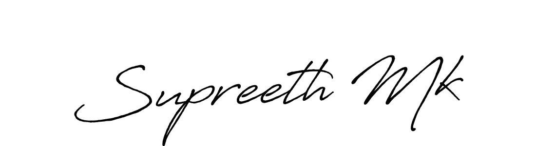Use a signature maker to create a handwritten signature online. With this signature software, you can design (Antro_Vectra_Bolder) your own signature for name Supreeth Mk. Supreeth Mk signature style 7 images and pictures png