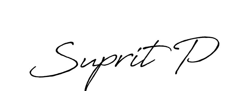 How to make Suprit P name signature. Use Antro_Vectra_Bolder style for creating short signs online. This is the latest handwritten sign. Suprit P signature style 7 images and pictures png