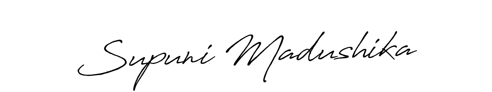 Use a signature maker to create a handwritten signature online. With this signature software, you can design (Antro_Vectra_Bolder) your own signature for name Supuni Madushika. Supuni Madushika signature style 7 images and pictures png