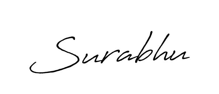 Use a signature maker to create a handwritten signature online. With this signature software, you can design (Antro_Vectra_Bolder) your own signature for name Surabhu. Surabhu signature style 7 images and pictures png