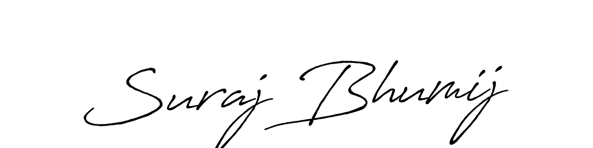 Use a signature maker to create a handwritten signature online. With this signature software, you can design (Antro_Vectra_Bolder) your own signature for name Suraj Bhumij. Suraj Bhumij signature style 7 images and pictures png