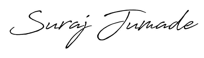 A classic penmanship look for Suraj Jumade. The Antro_Vectra_Bolder font brings timeless elegance and confidence to every signed document. Suraj Jumade signature style 7 images and pictures png