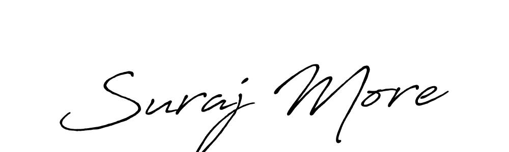 Use a signature maker to create a handwritten signature online. With this signature software, you can design (Antro_Vectra_Bolder) your own signature for name Suraj More. Suraj More signature style 7 images and pictures png