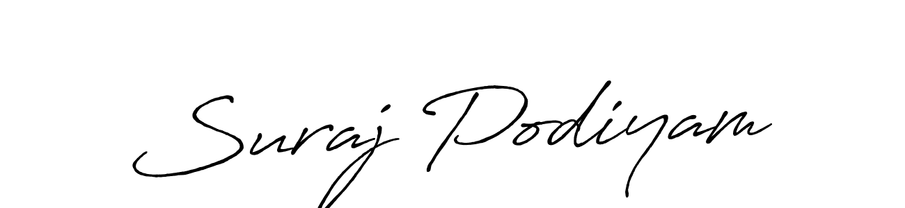 Suraj Podiyam stylish signature style. Best Handwritten Sign (Antro_Vectra_Bolder) for my name. Handwritten Signature Collection Ideas for my name Suraj Podiyam. Suraj Podiyam signature style 7 images and pictures png