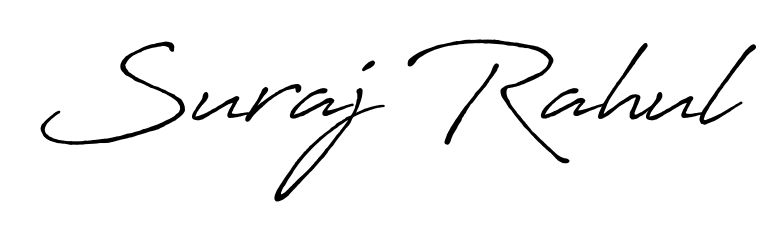 A timeless handwritten aesthetic for Suraj Rahul. The Antro_Vectra_Bolder font gives your signature a handcrafted feel with natural curves. Suraj Rahul signature style 7 images and pictures png