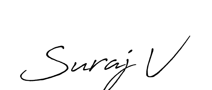 Create a beautiful signature design for name Suraj V. With this signature (Antro_Vectra_Bolder) fonts, you can make a handwritten signature for free. Suraj V signature style 7 images and pictures png