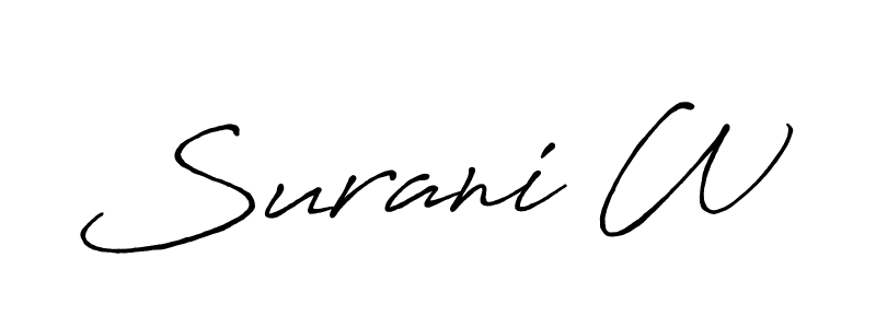 Make a beautiful signature design for name Surani W. With this signature (Antro_Vectra_Bolder) style, you can create a handwritten signature for free. Surani W signature style 7 images and pictures png