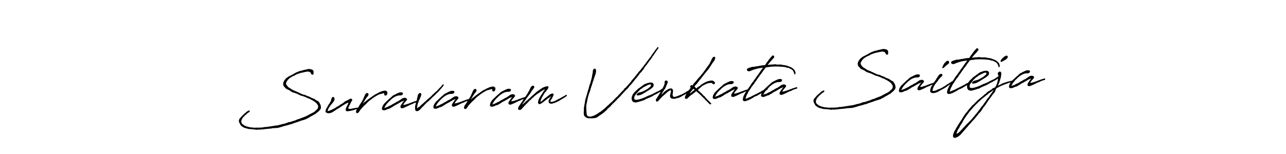 How to make Suravaram Venkata Saiteja name signature. Use Antro_Vectra_Bolder style for creating short signs online. This is the latest handwritten sign. Suravaram Venkata Saiteja signature style 7 images and pictures png