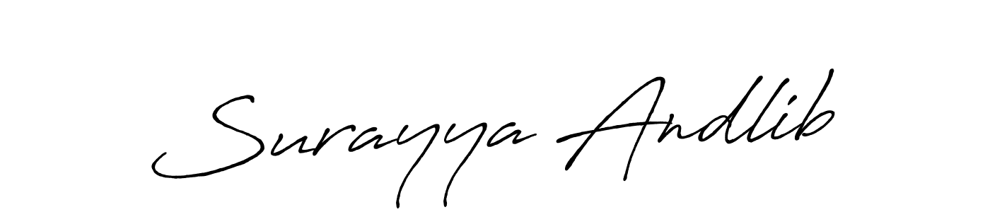 Also You can easily find your signature by using the search form. We will create Surayya Andlib name handwritten signature images for you free of cost using Antro_Vectra_Bolder sign style. Surayya Andlib signature style 7 images and pictures png