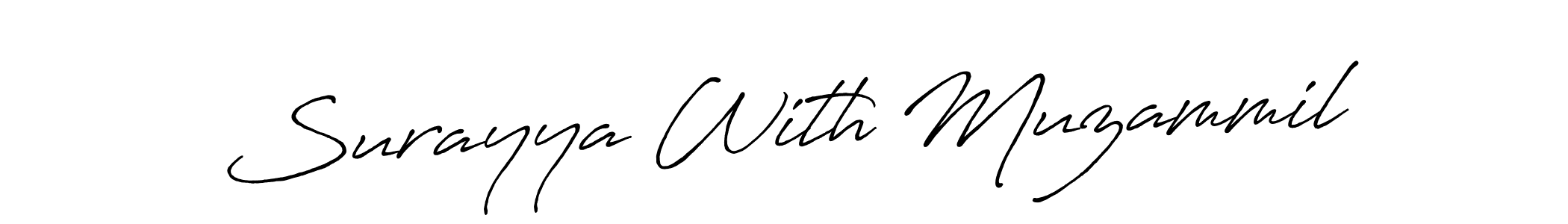 Design your own signature with our free online signature maker. With this signature software, you can create a handwritten (Antro_Vectra_Bolder) signature for name Surayya With Muzammil. Surayya With Muzammil signature style 7 images and pictures png
